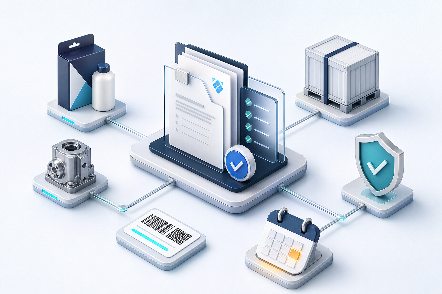 Светлая 3D-схема SRDO: товар, досье, документы и контроль сроков